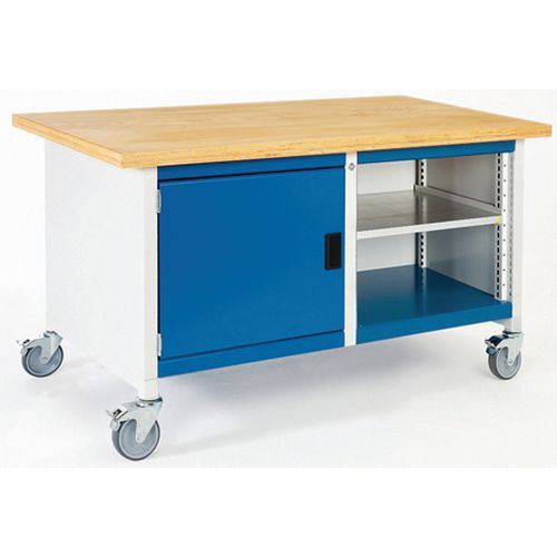 Mobilní dílenský stůl Bott Cubio Storage, 84 x 150 x 75 cm, skříňka, otevřený prostor s policí