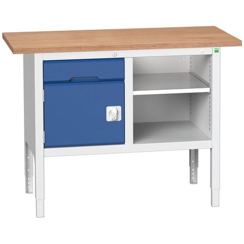 Dílenské stoly Bott Verso Storage, 83-93 x 125 x 60 cm, různá vybavení, multiplex