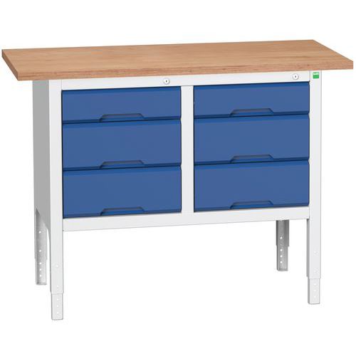 Dílenské stoly Bott Verso Storage, 83-93 x 125 x 60 cm, různá vybavení, multiplex