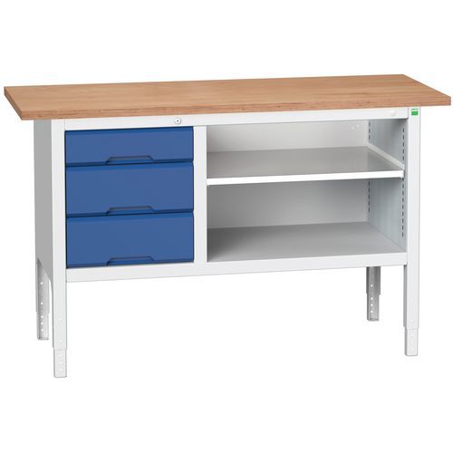 Dílenské stoly Bott Verso Storage, 83-93 x 150 x 60 cm, různá vybavení, multiplex