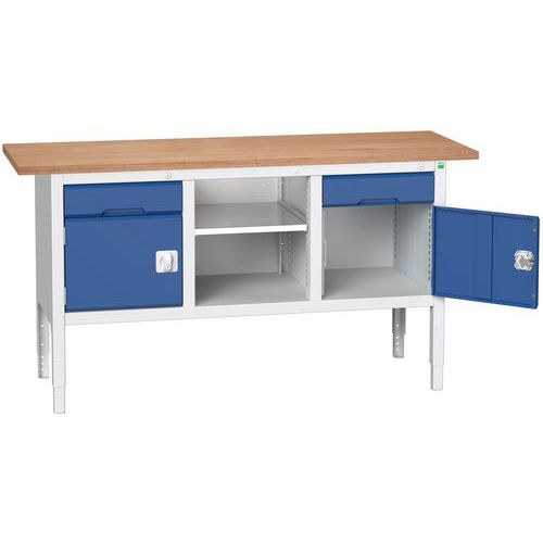 Dílenské stoly Bott Verso Storage, 83-93 x 175 x 60 cm, různá vybavení, multiplex