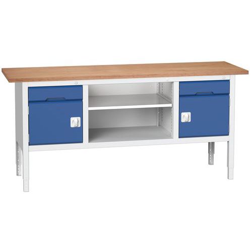 Dílenské stoly Bott Verso Storage, 83-93 x 200 x 60 cm, různá vybavení, multiplex