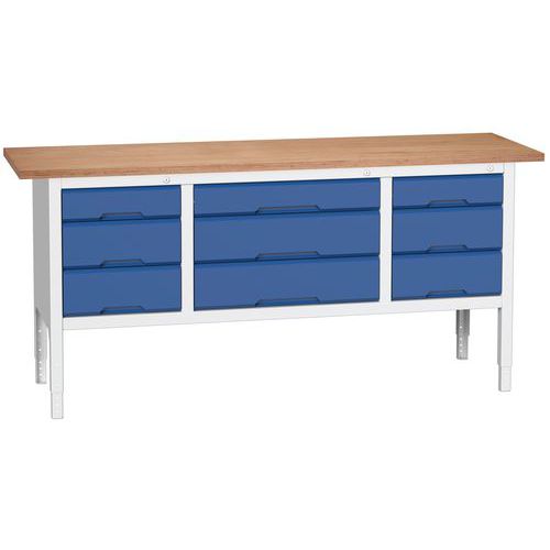 Dílenské stoly Bott Verso Storage, 83-93 x 200 x 60 cm, různá vybavení, multiplex