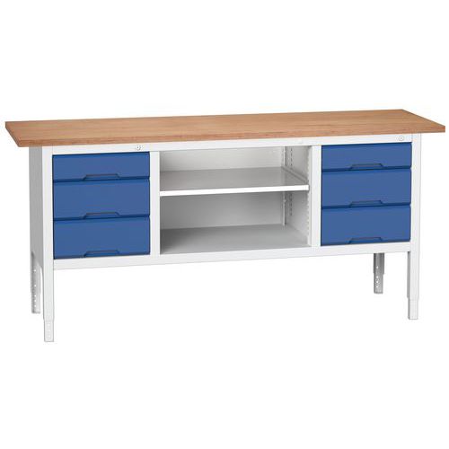 Dílenské stoly Bott Verso Storage, 83-93 x 200 x 60 cm, různá vybavení, multiplex