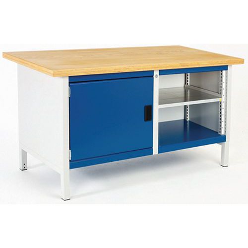 Dílenský stůl Bott Cubio Storage, 84 x 150 x 75 cm, 1 skříňka, otevřená část s policí, linoleum/multiplex