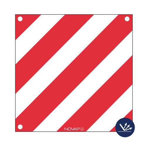 Červenobílý šrafovaný znak – Novap