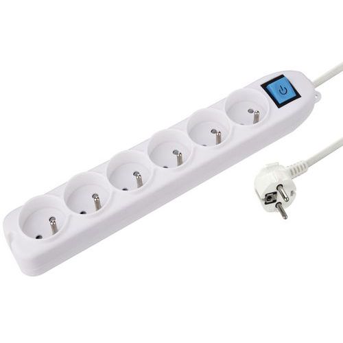 Prodlužovací kabel Manutan Expert s vypínačem, 6 zásuvek, 1,35 m Prodlužovací kabel Manutan Expert s vypínačem, 6 zásuvek, 1,35 m