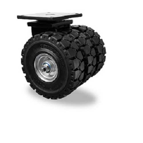 Trojitá gumová transportní kola s přírubou, průměr 250 - 457 mm, otočná, kuličková ložiska
