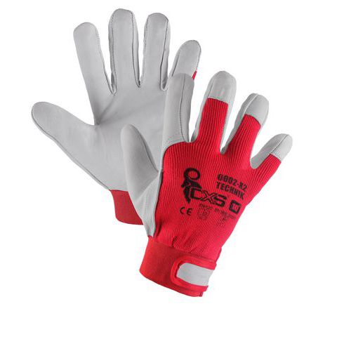 Kožené rukavice CXS, bílé/červené