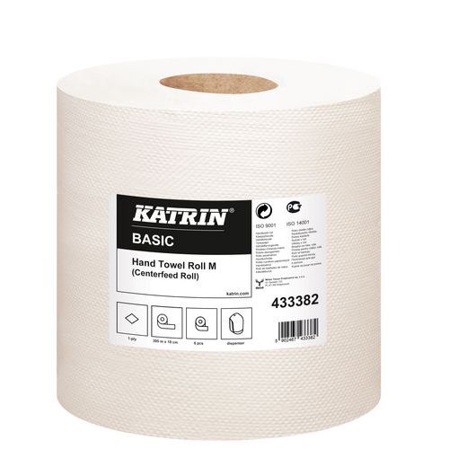 Papírové ručníky Katrin Basic M 1vrstvé, 300 m, šedé, 6 ks