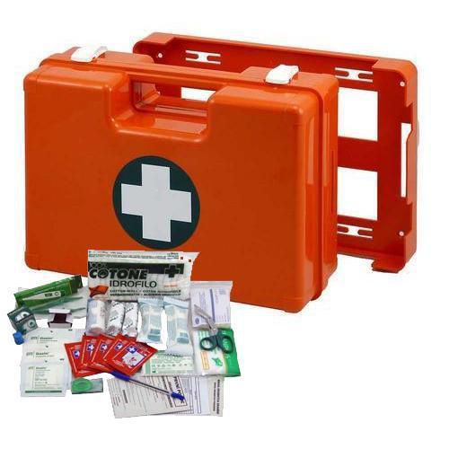 Plastový kufr první pomoci se stěnovým držákem, 25 x 33,5 x 12,3 cm, s náplní KANCELÁŘ