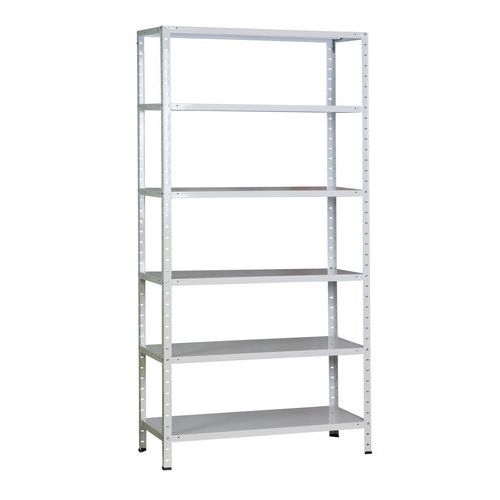 Kovové regály Arzal, základní, 200 x 100 x 40 - 50 cm , 1 500 kg, 6 polic, bílé Kovové regály Arzal, základní, 200 x 100 x 40 - 50 cm , 1 500 kg, 6 polic, bílé