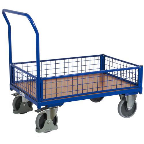 Plošinové vozíky s madlem a nízkými mřížovými bočnicemi, do 500 kg