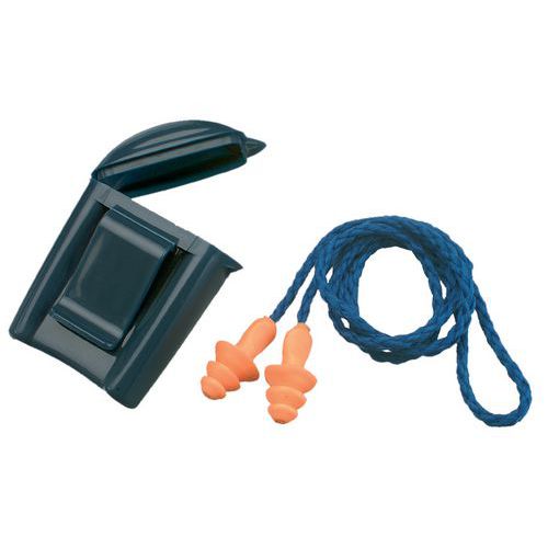 Vroubkované špunty do uší 3M Box se šňůrkou, útlum 25 dB, 50 ks Vroubkované špunty do uší 3M Box se šňůrkou, útlum 25 dB, 50 ks