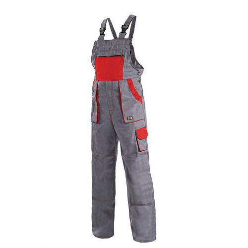 Pánské montérkové kalhoty CXS s laclem, šedé/červené