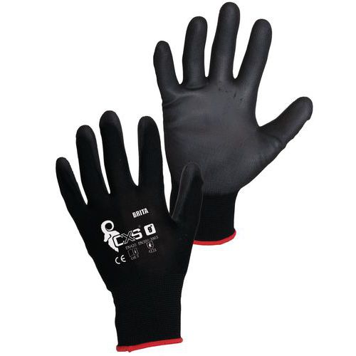 Polyesterové rukavice CXS polomáčené v polyuretanu, černé