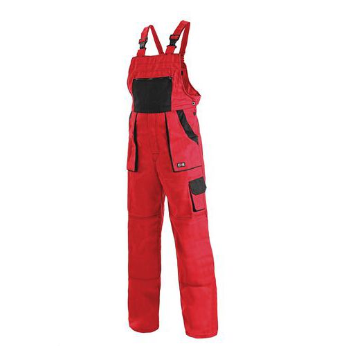 Dámské montérkové kalhoty CXS s laclem, červené/černé
