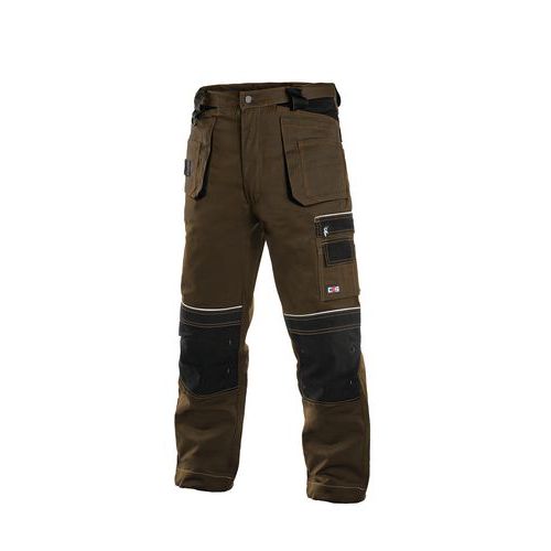 Pánské montérkové kalhoty CXS s reflexními prvky, hnědé/černé