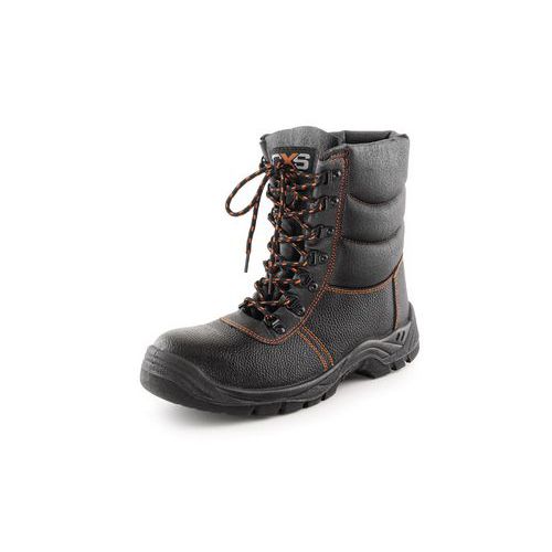 Zimní pracovní kožené poloholeňové boty CXS Stone s ocelovou špicí, černé