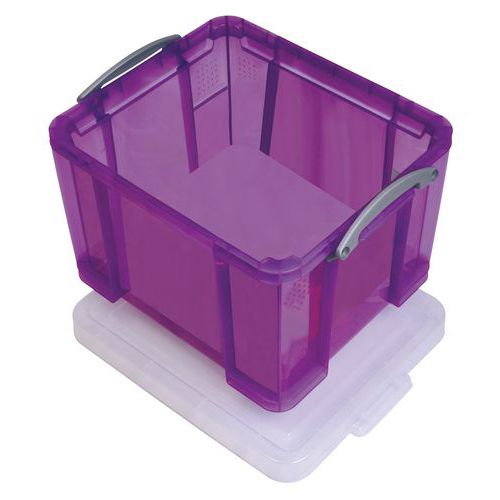 Plastové úložné boxy s víkem na klip, fialové