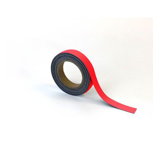 Magnetické pásky na regály Manutan Expert, 10 m, červené