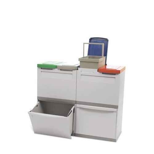 Plastový odpadkový koš EKOMODUL na tříděný odpad, objem 2 x 30 l + 4 x 15 l Plastový odpadkový koš EKOMODUL na tříděný odpad, objem 2 x 30 l + 4 x 15 l