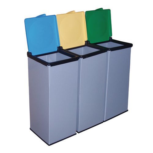 Sada 3 ks odpadkových košů Monti na tříděný odpad, objem 3 x 85 l, kombinace barev