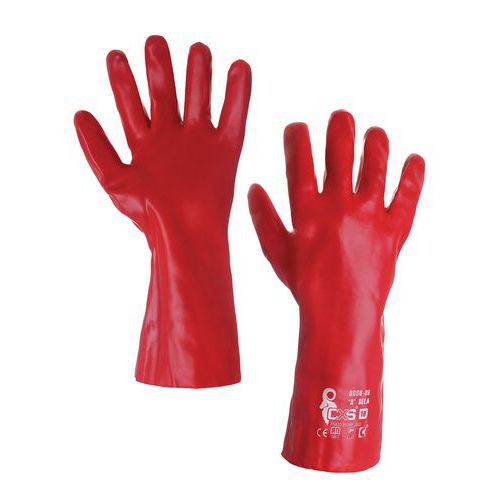 Bavlněné rukavice CXS máčené v PVC, červené