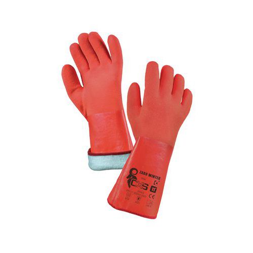 Zimní bavlněné rukavice CXS máčené v PVC, červené