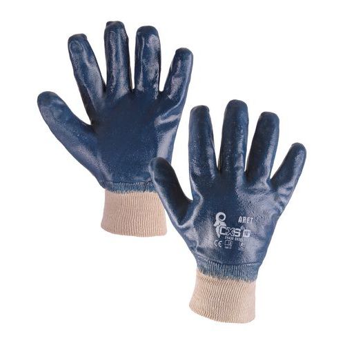 Bavlněné rukavice CXS máčené v nitrilu, modré/bílé