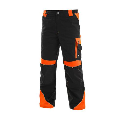 Pánské montérkové kalhoty CXS Sirius Brighton s reflexními prvky, černé/oranžové