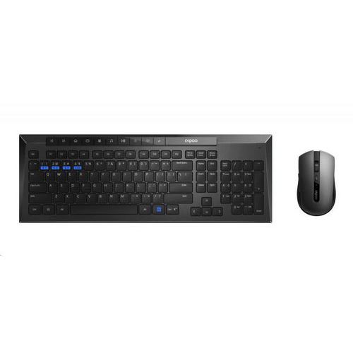 Set bezdrátové klávesnice a myši Rapoo 8200M, CZ/SK, černý