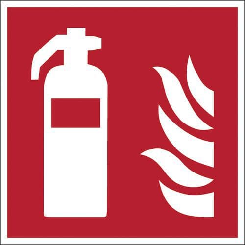 Čtvercové požární bezpečnostní značky – Hasicí přístroj, polypropylen