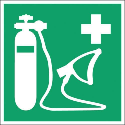 Čtvercové nouzové značky – Kyslíkový přístroj – polypropylen