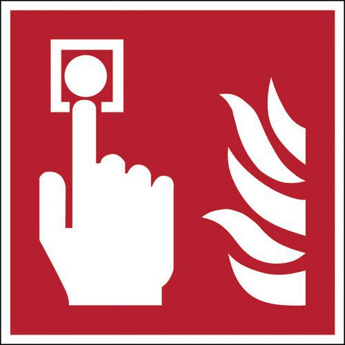 Čtvercové požární bezpečnostní značky – Hlásič požárního poplachu, polypropylen