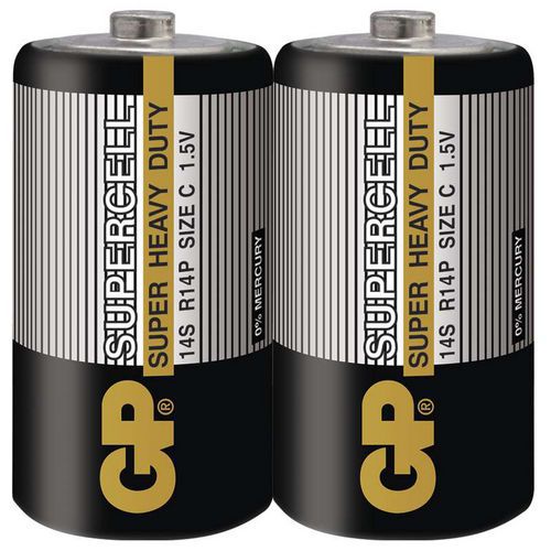 Zinkouhlíková baterie GP Supercell R14 (C) fólie