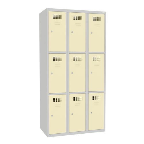 Svařované šatní skříně Jeff, 9 boxů, cylindrický zámek
