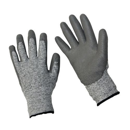 Polyethylenové rukavice Manutan Expert polomáčené v polyuretanu, šedé