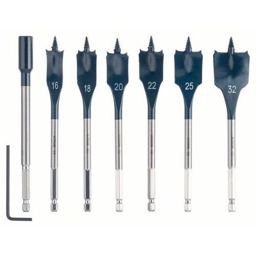 Bosch - 7dílná sada plochých frézovacích vrtáků Self Cut Speed 16, 18, 20, 22, 25, 32 mm, 5 BAL Bosch - 7dílná sada plochých frézovacích vrtáků Self Cut Speed 16, 18, 20, 22, 25, 32 mm, 5 BAL
