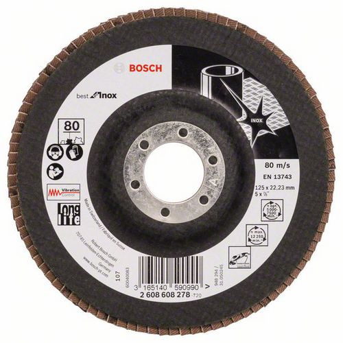 Bosch - Lamelové brusné kotouče X581, Best for Inox, rovné provedení, sklolaminátový opěrný talíř