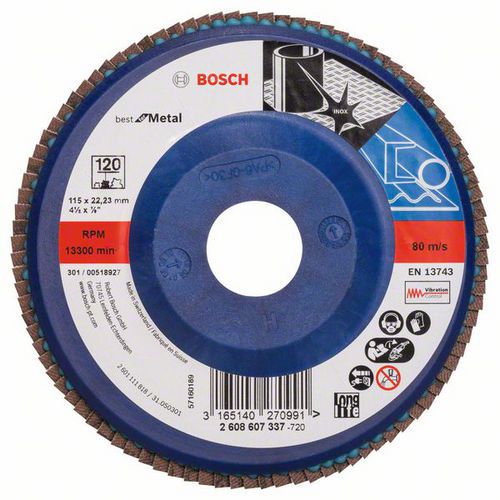 Bosch - Lamelové brusné kotouče X571, Best for Metal, rovné provedení, plastový opěrný kotouč