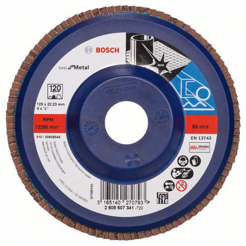Bosch - Lamelové brusné kotouče X571, Best for Metal, rovné provedení, plastový opěrný kotouč
