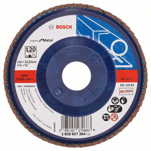 Bosch - Lamelové brusné kotouče X551, Expert for Metal, rovné provedení, plastový opěrný kotouč