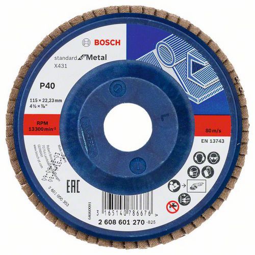 Bosch - Lamelové brusné kotouče X431, Standard for Metal, rovné provedení, sklolaminátový opěrný talíř