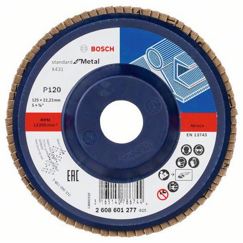 Bosch - Lamelové brusné kotouče X431, Standard for Metal, rovné provedení, sklolaminátový opěrný talíř