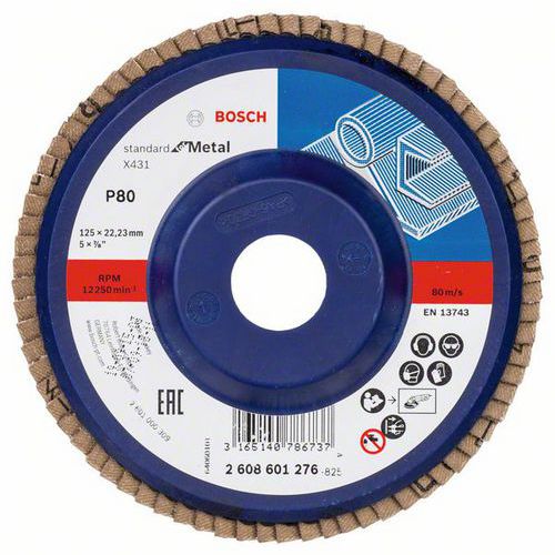 Bosch - Lamelové brusné kotouče X431, Standard for Metal, rovné provedení, sklolaminátový opěrný talíř