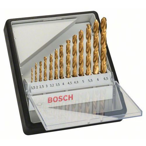 Bosch - 13dílná sada vrtáků do kovu Robust Line HSS-TiN, 135° 1,5, 2, 2,5, 3, 3,2, 3,5, 4, 4,5, 4,8, 5, 5,5