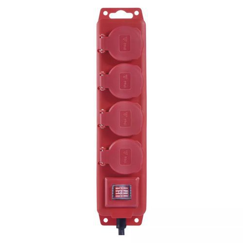 Prodlužovací kabely Emos s vypínačem, červené, guma/neopren, 4 zásuvky