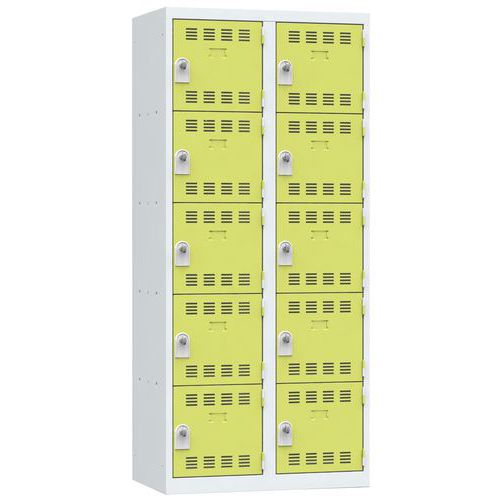 Svařované šatní skříně Vinco, 2 sloupce, 10 boxů, 400 mm, otočný uzávěr Svařované šatní skříně Vinco, 2 sloupce, 10 boxů, 400 mm, otočný uzávěr