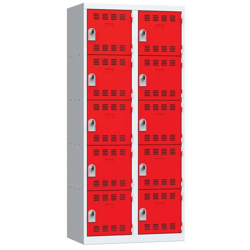Svařované šatní skříně Vinco, 2 sloupce, 10 boxů, 400 mm, otočný uzávěr Svařované šatní skříně Vinco, 2 sloupce, 10 boxů, 400 mm, otočný uzávěr
